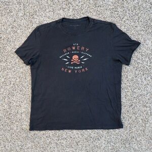John Varvatos Black Short Sleeve Graphic Tee with Red Accent